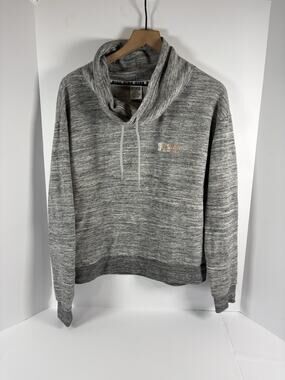 PINK Victoria Secret Cowl Neck Sweatshirt Womens M Gray Fleece Pullover Logo